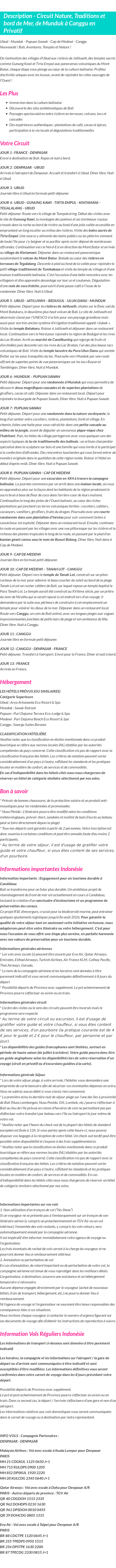 Détails du séjour