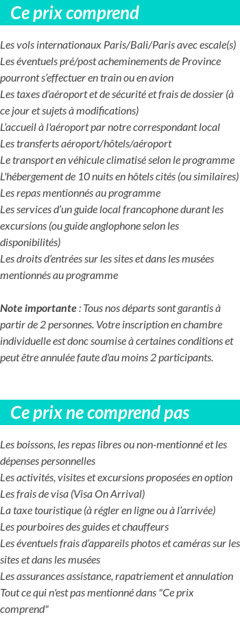 Conditions tarifaires