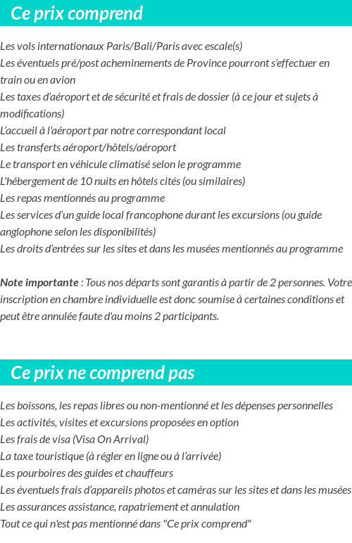 Conditions tarifaires