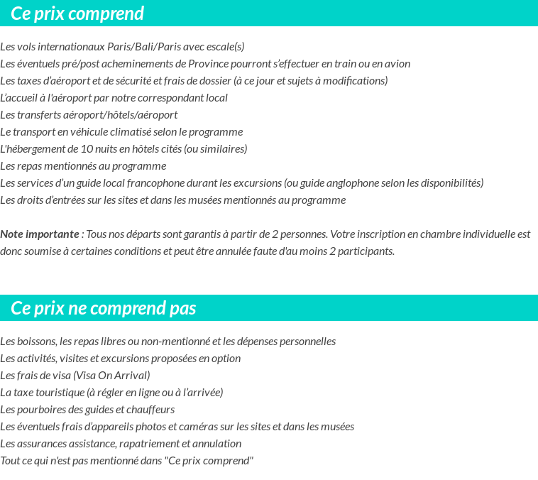Conditions tarifaires