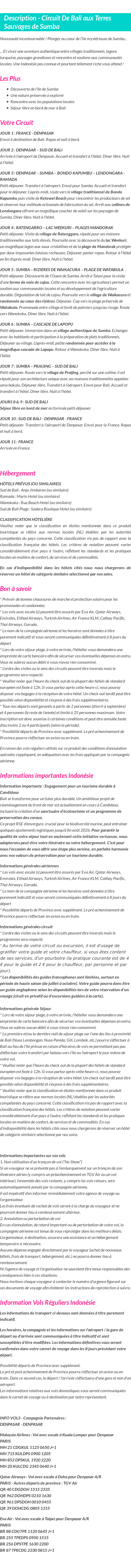 Détails du séjour
