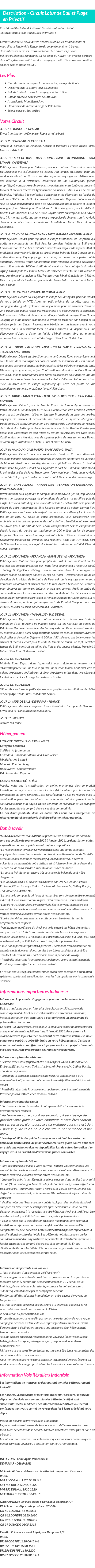 Détails du séjour