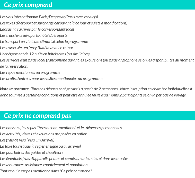 Conditions tarifaires