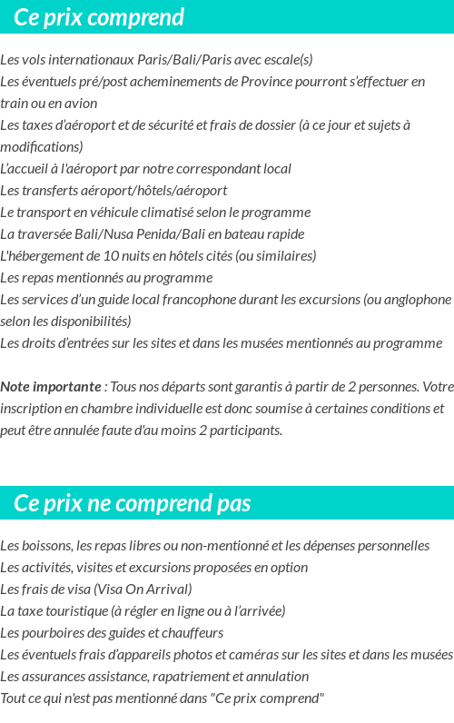 Conditions tarifaires