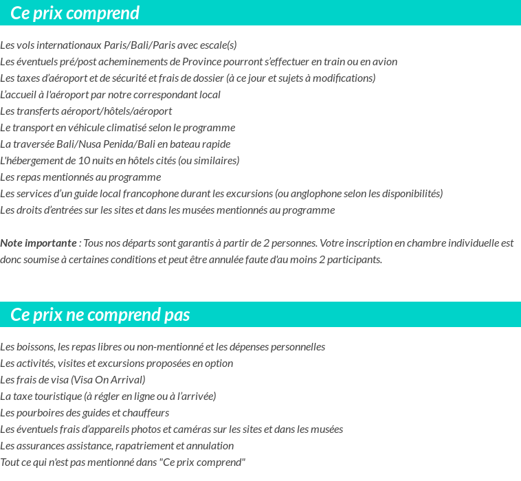 Conditions tarifaires