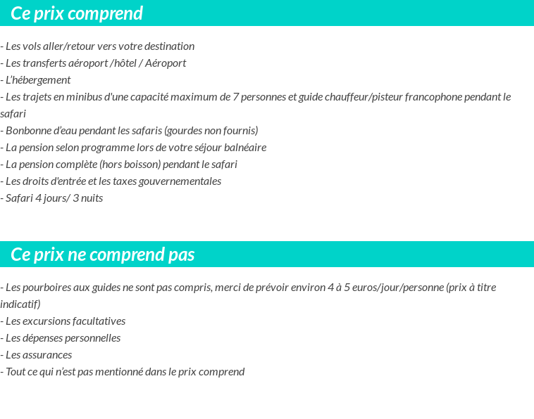 Conditions tarifaires