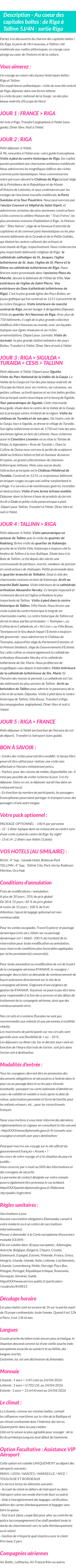 Détails du séjour