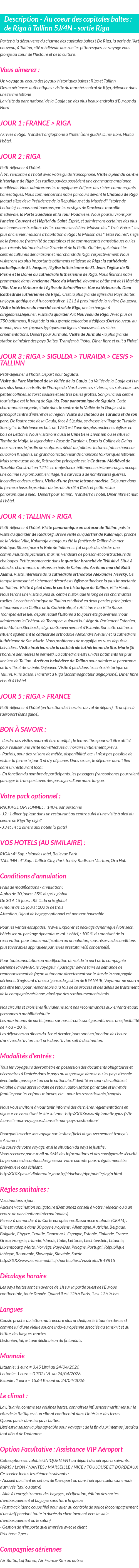 Détails du séjour