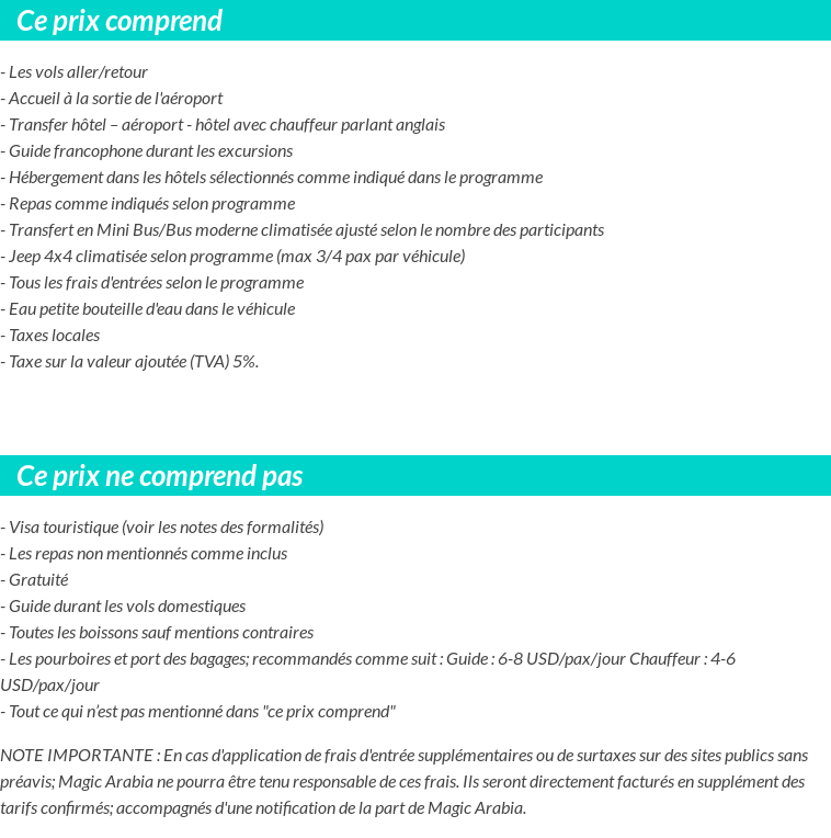 Conditions tarifaires