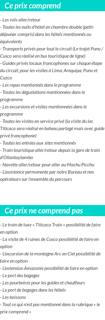 Conditions tarifaires