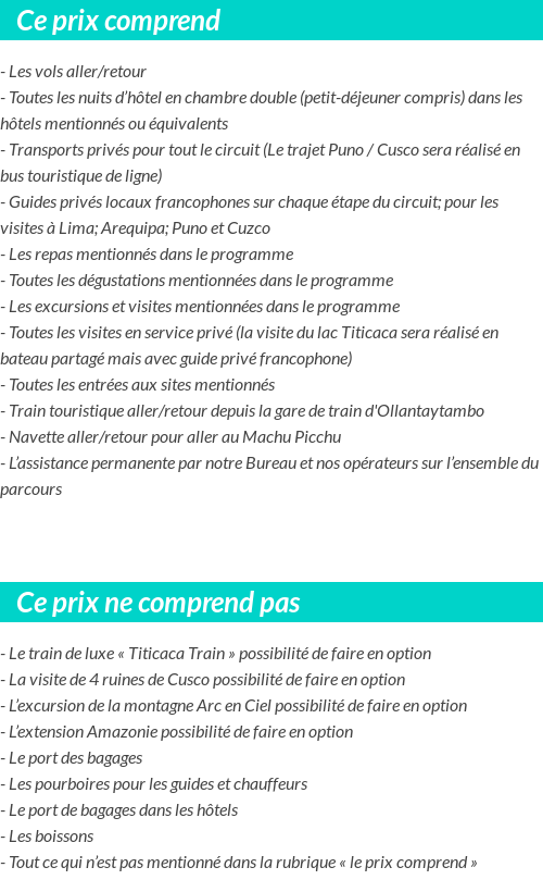 Conditions tarifaires