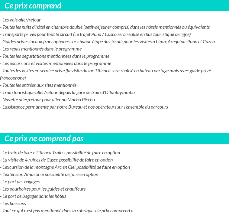 Conditions tarifaires