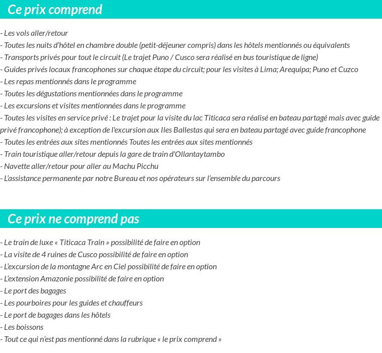Conditions tarifaires