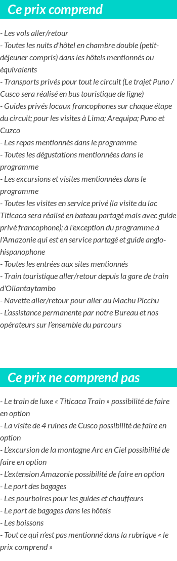 Conditions tarifaires