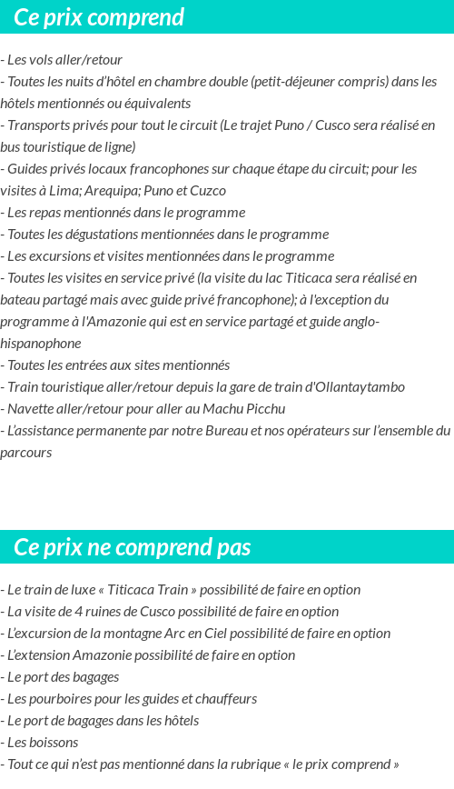 Conditions tarifaires