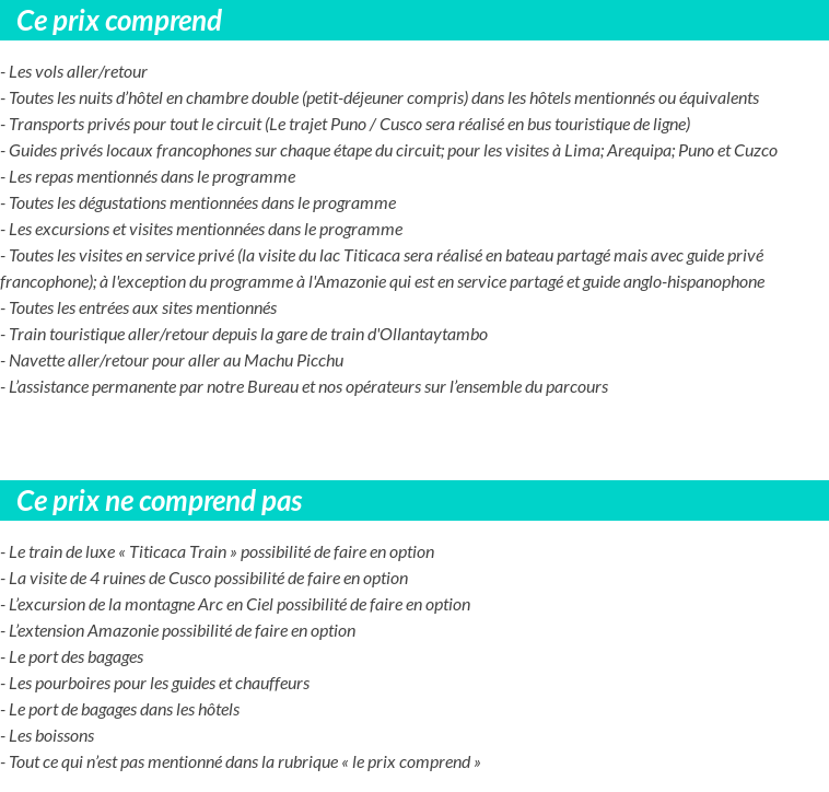 Conditions tarifaires