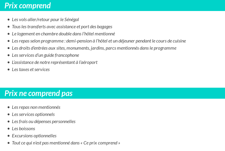 Conditions tarifaires