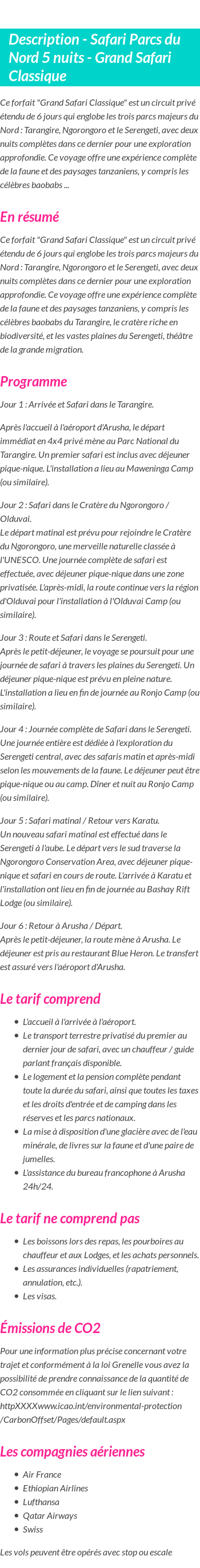 Détails du séjour