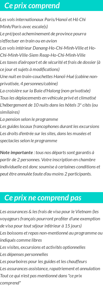 Conditions tarifaires