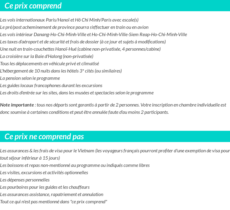 Conditions tarifaires