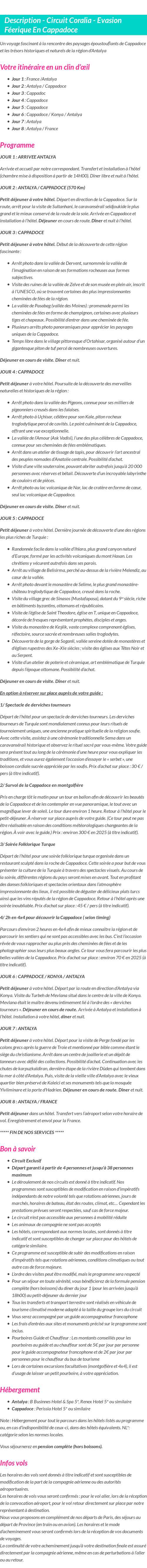 Détails du séjour