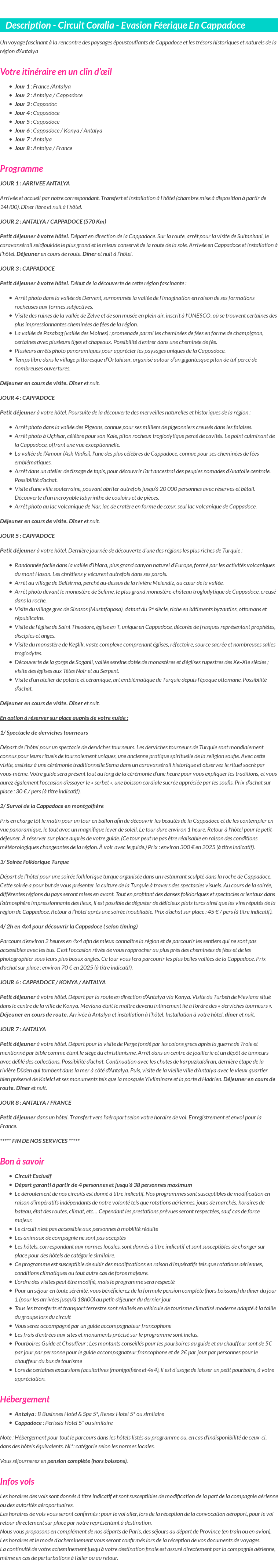 Détails du séjour
