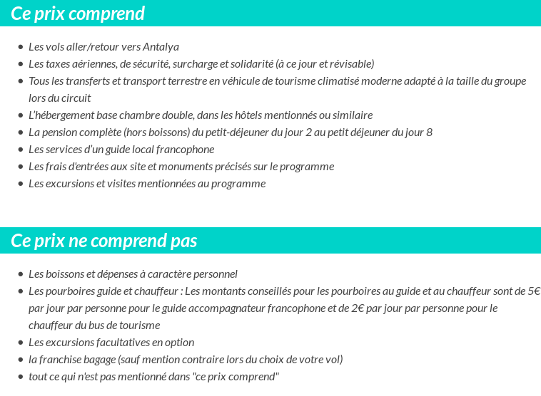 Conditions tarifaires