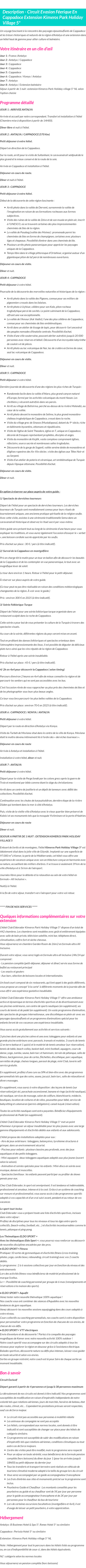 Détails du séjour