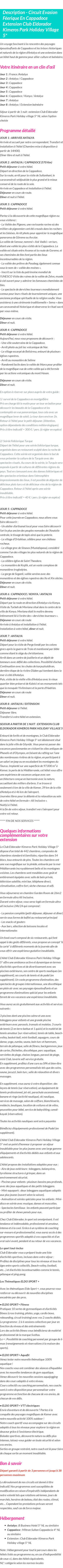 Détails du séjour