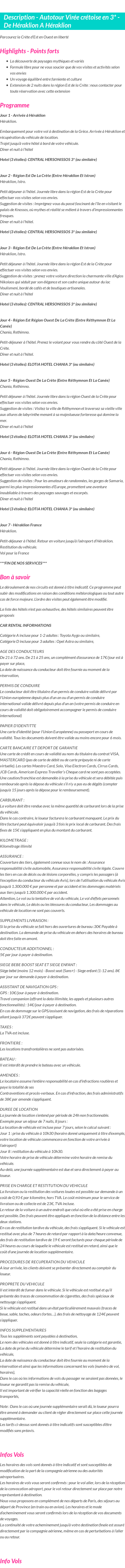 Détails du séjour