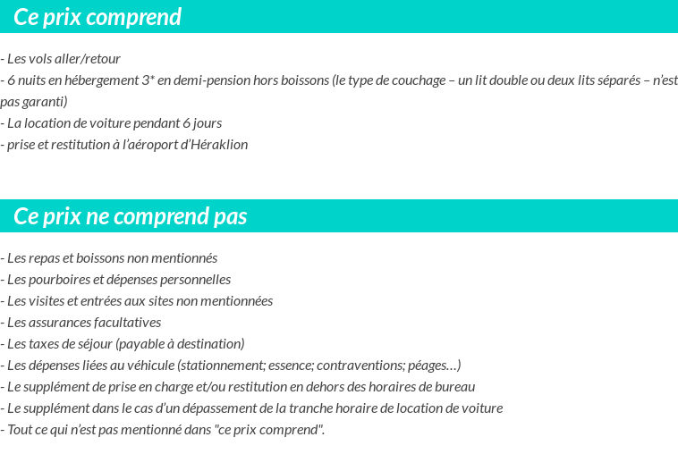 Conditions tarifaires