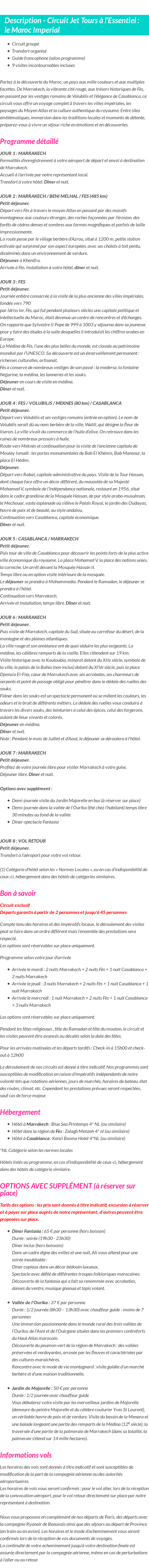 Détails du séjour