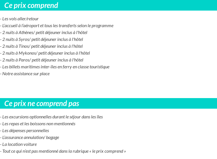 Conditions tarifaires
