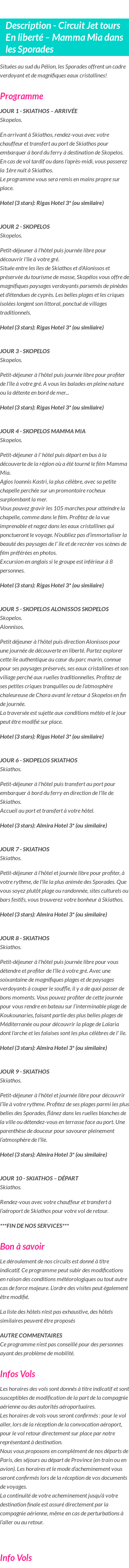 Détails du séjour