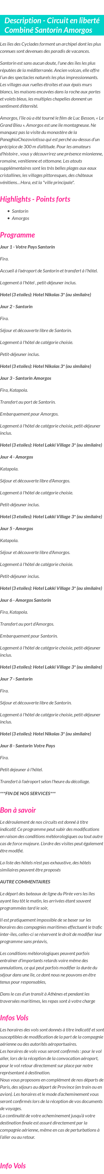 Détails du séjour