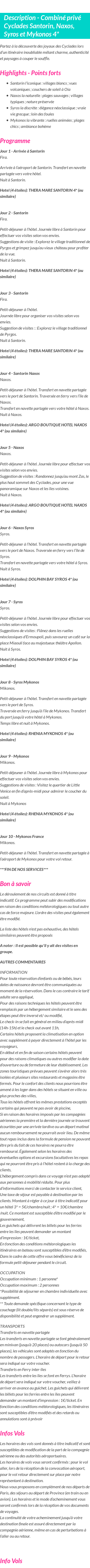 Détails du séjour