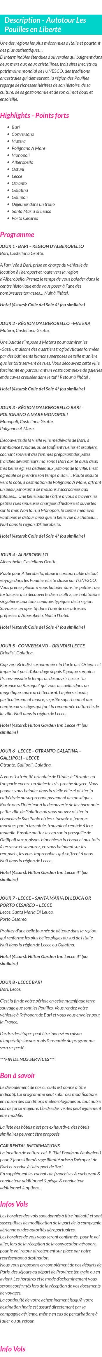 Détails du séjour