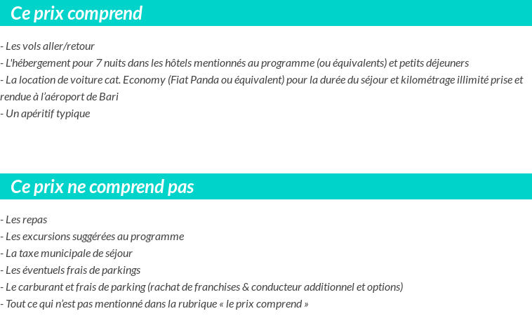 Conditions tarifaires