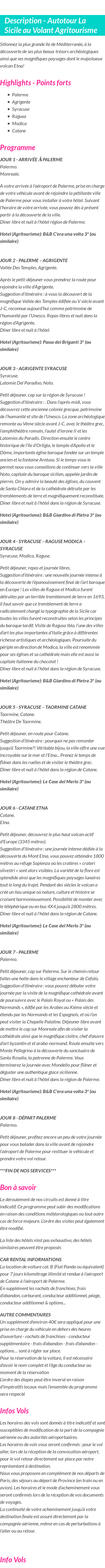 Détails du séjour