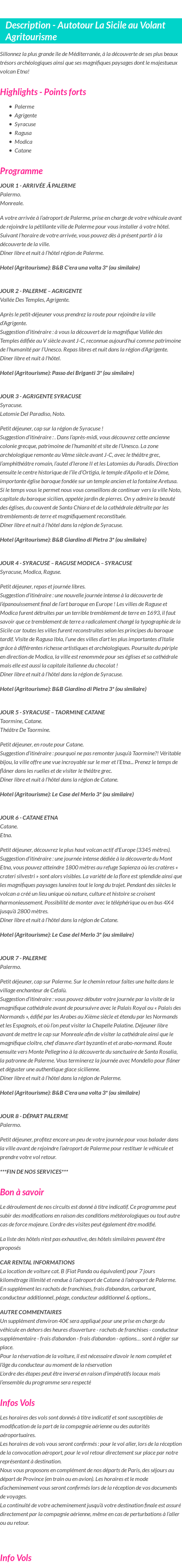 Détails du séjour