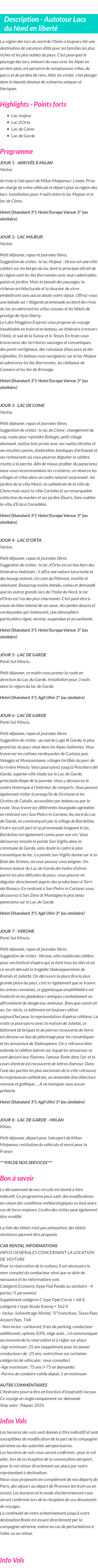 Détails du séjour