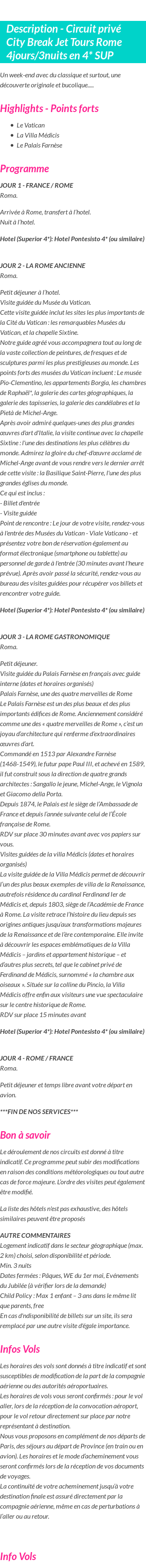 Détails du séjour