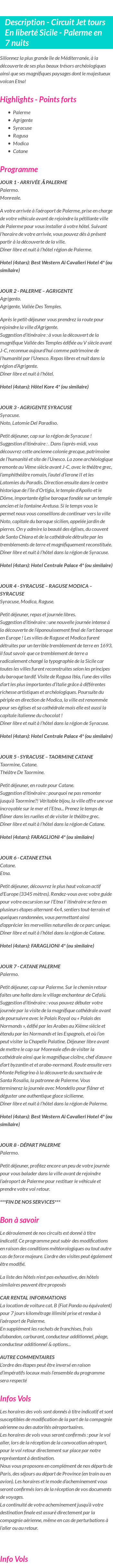 Détails du séjour