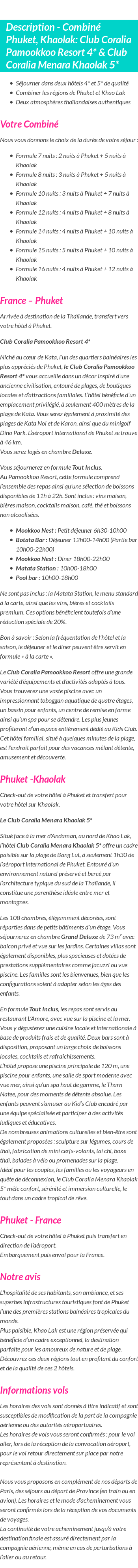 Détails du séjour
