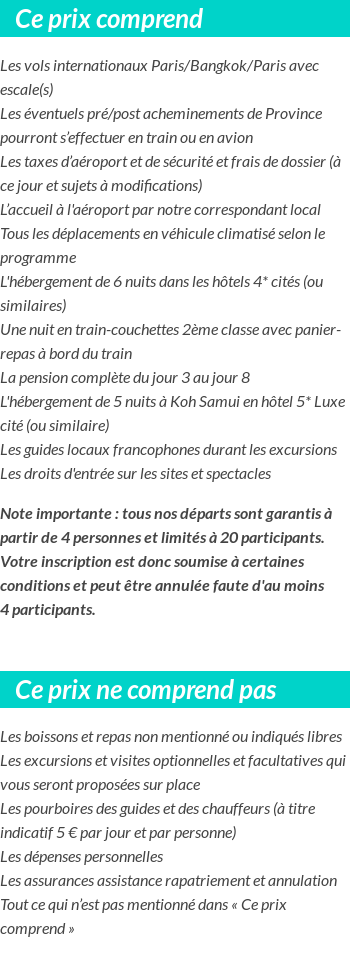 Conditions tarifaires