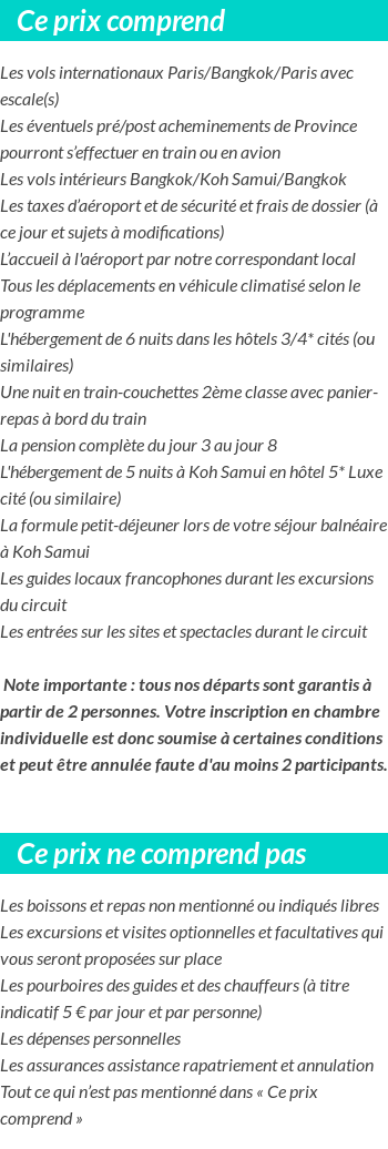 Conditions tarifaires