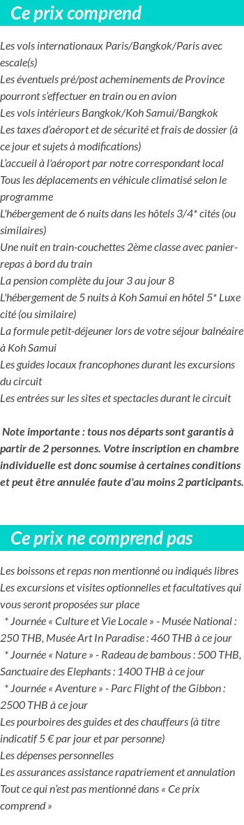 Conditions tarifaires
