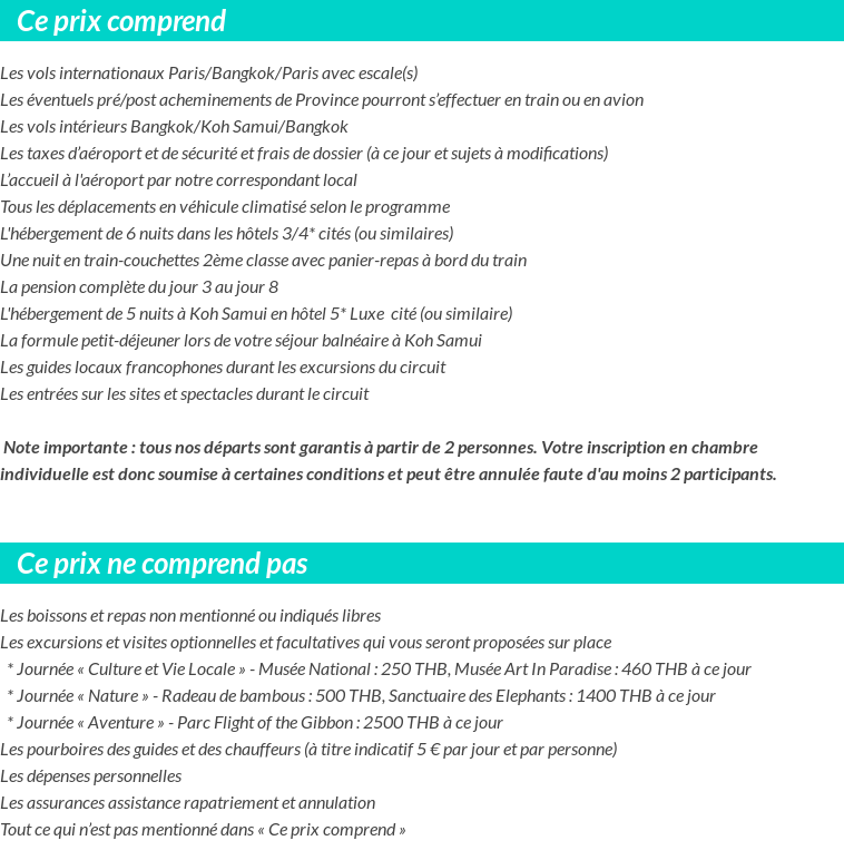 Conditions tarifaires