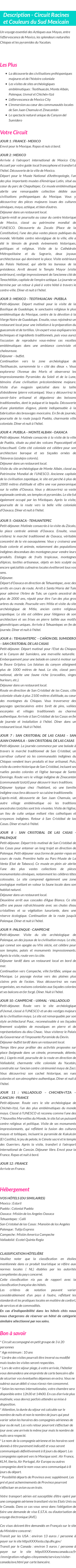 Détails du séjour