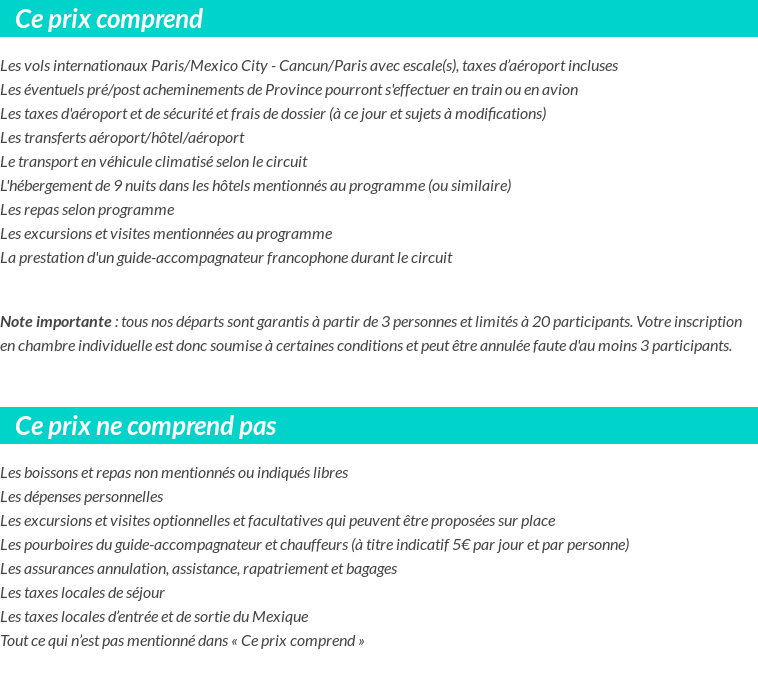 Conditions tarifaires
